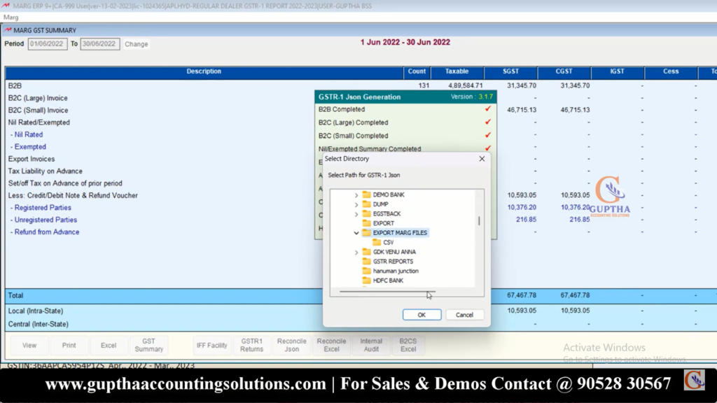 How to Export GSTR 1 Report MARG ERP into Excel, CSV, Json formats in Telugu 25