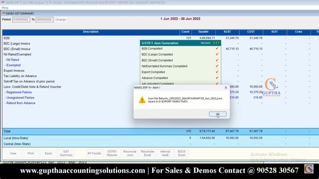 How to Export GSTR 1 Report MARG ERP into Excel, CSV, Json formats in Telugu 26