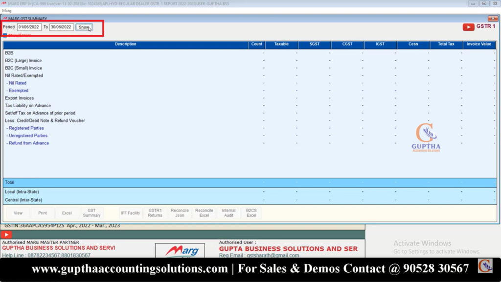 How to Export GSTR 1 Report MARG ERP into Excel, CSV, Json formats in Telugu 6