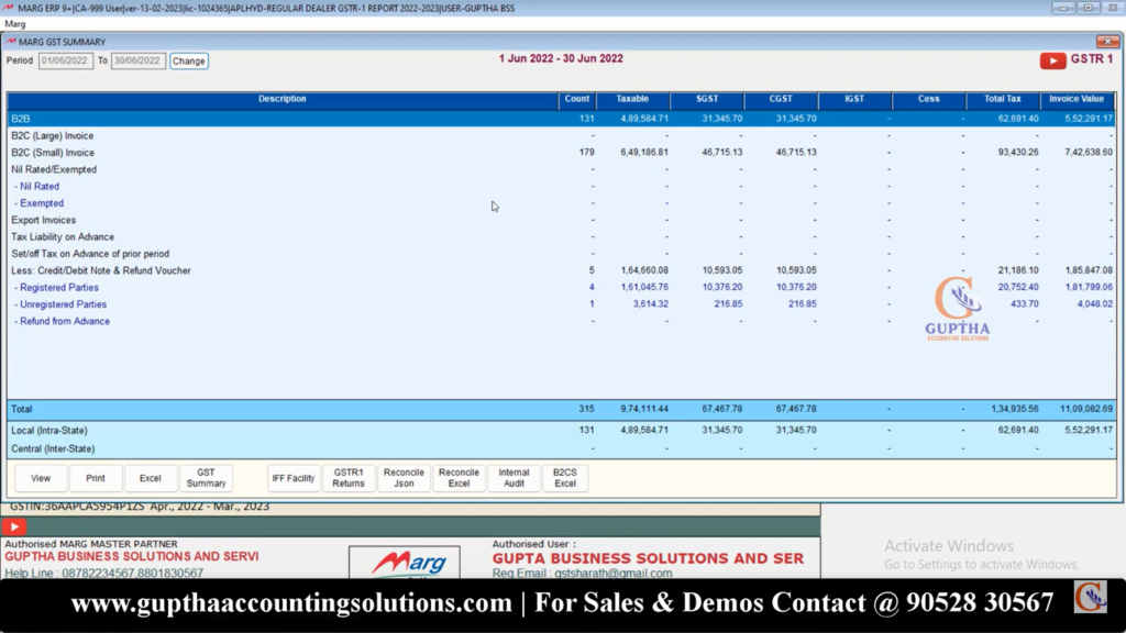 How to Export GSTR 1 Report MARG ERP into Excel, CSV, Json formats in Telugu 7