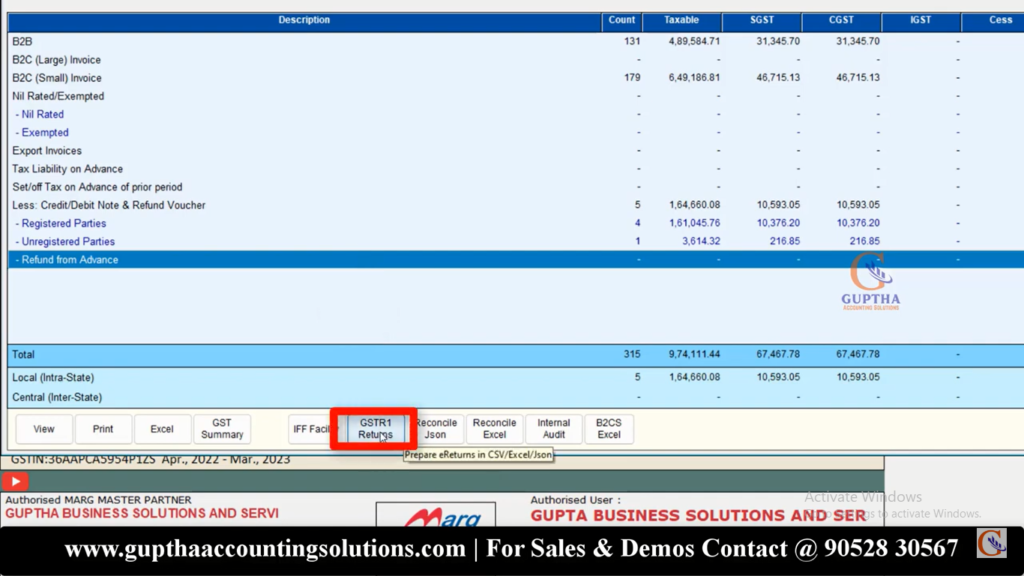 How to Export GSTR 1 Report MARG ERP into Excel, CSV, Json formats in Telugu 8