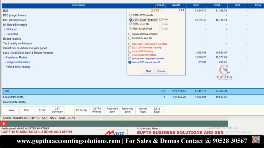 How to Export GSTR 1 Report MARG ERP into Excel, CSV, Json formats in Telugu 9