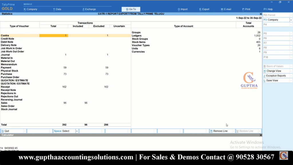 How to Export GSTR 1 Report Tally Prime into Excel, CSV, Json formats in Telugu 13