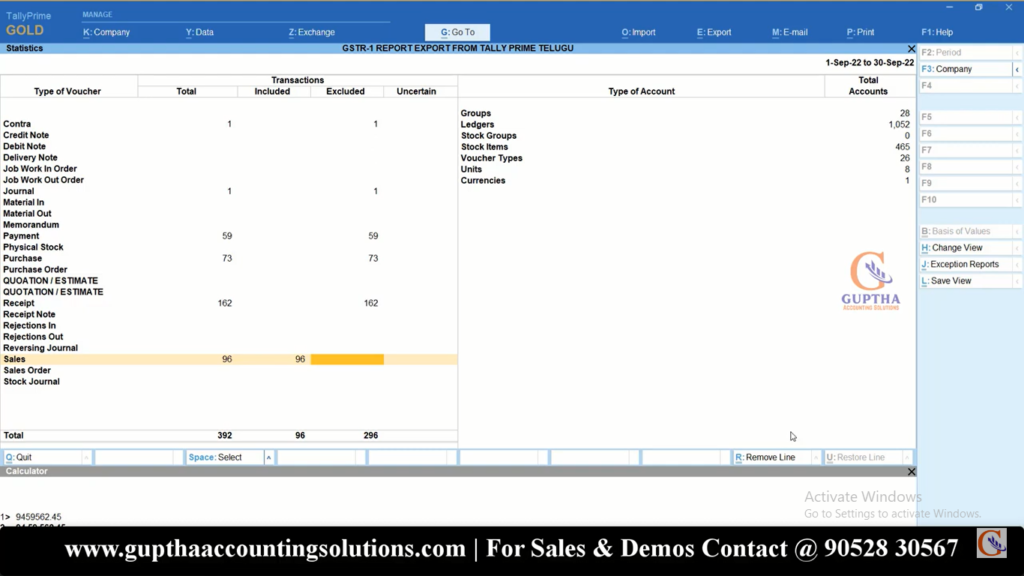 How to Export GSTR 1 Report Tally Prime into Excel, CSV, Json formats in Telugu 14