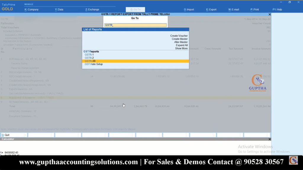 How to Export GSTR 1 Report Tally Prime into Excel, CSV, Json formats in Telugu 16