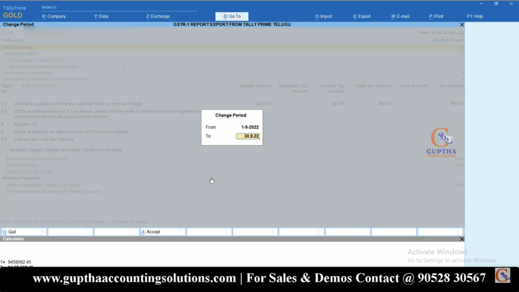 How to Export GSTR 1 Report Tally Prime into Excel, CSV, Json formats in Telugu 17