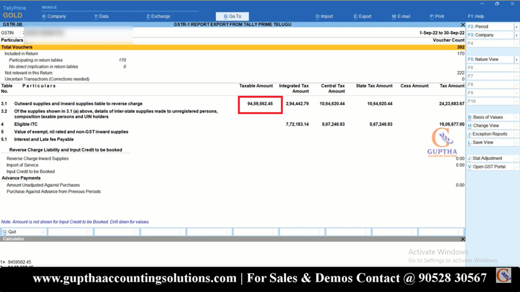 How to Export GSTR 1 Report Tally Prime into Excel, CSV, Json formats in Telugu 18