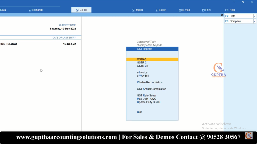 How to Export GSTR 1 Report Tally Prime into Excel, CSV, Json formats in Telugu 2