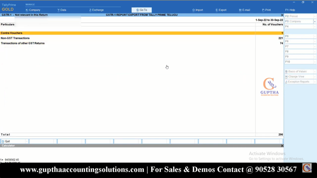 How to Export GSTR 1 Report Tally Prime into Excel, CSV, Json formats in Telugu 20