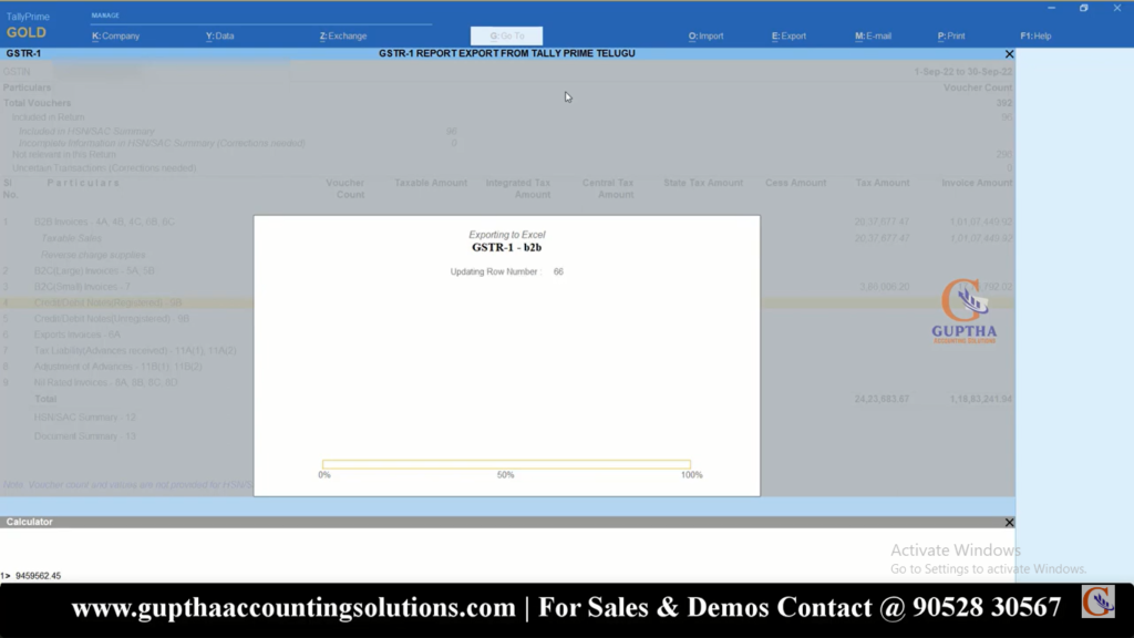 How to Export GSTR 1 Report Tally Prime into Excel, CSV, Json formats in Telugu 34