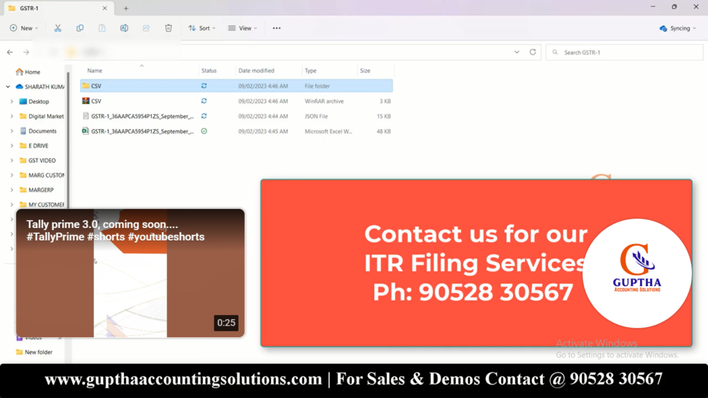 How to Export GSTR 1 Report Tally Prime into Excel, CSV, Json formats in Telugu 40