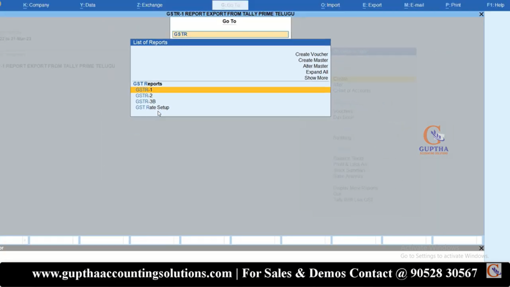 How to Export GSTR 1 Report Tally Prime into Excel, CSV, Json formats in Telugu 5