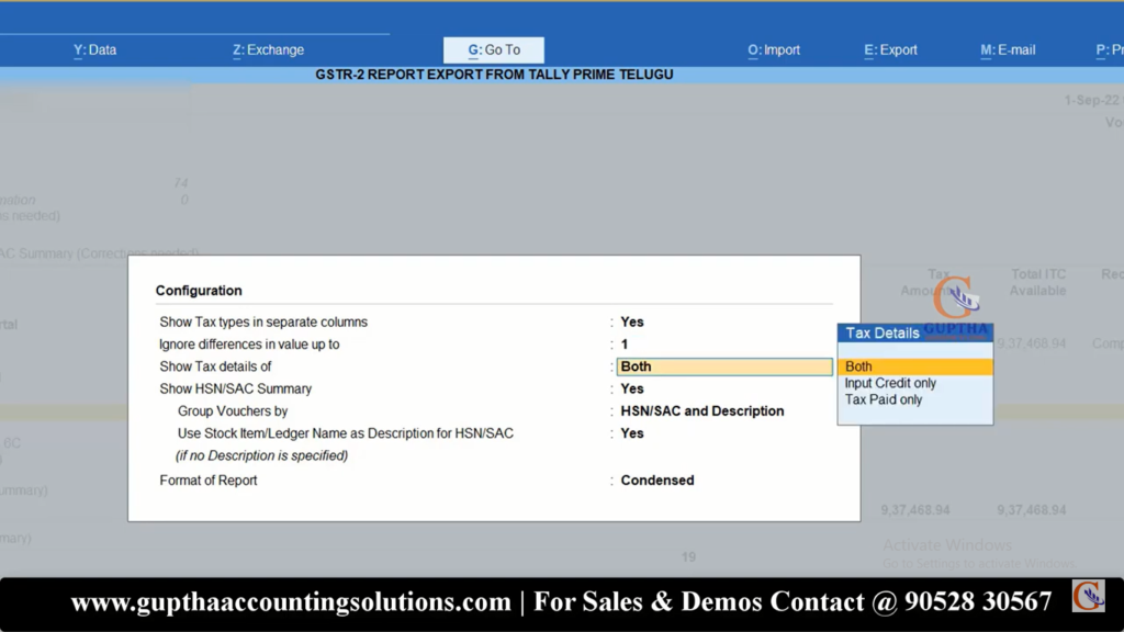 How to Export GSTR 2 Report Tally Prime into Excel, Json formats in Telugu 17