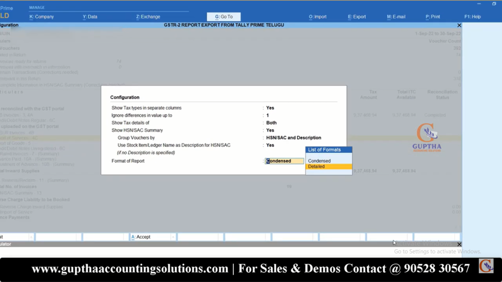 How to Export GSTR 2 Report Tally Prime into Excel, Json formats in Telugu 19