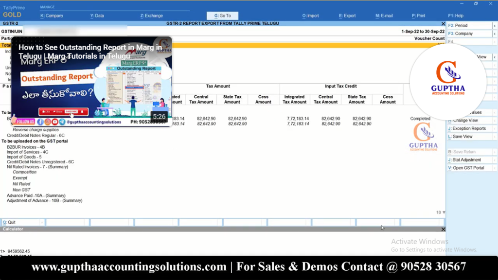 How to Export GSTR 2 Report Tally Prime into Excel, Json formats in Telugu 20