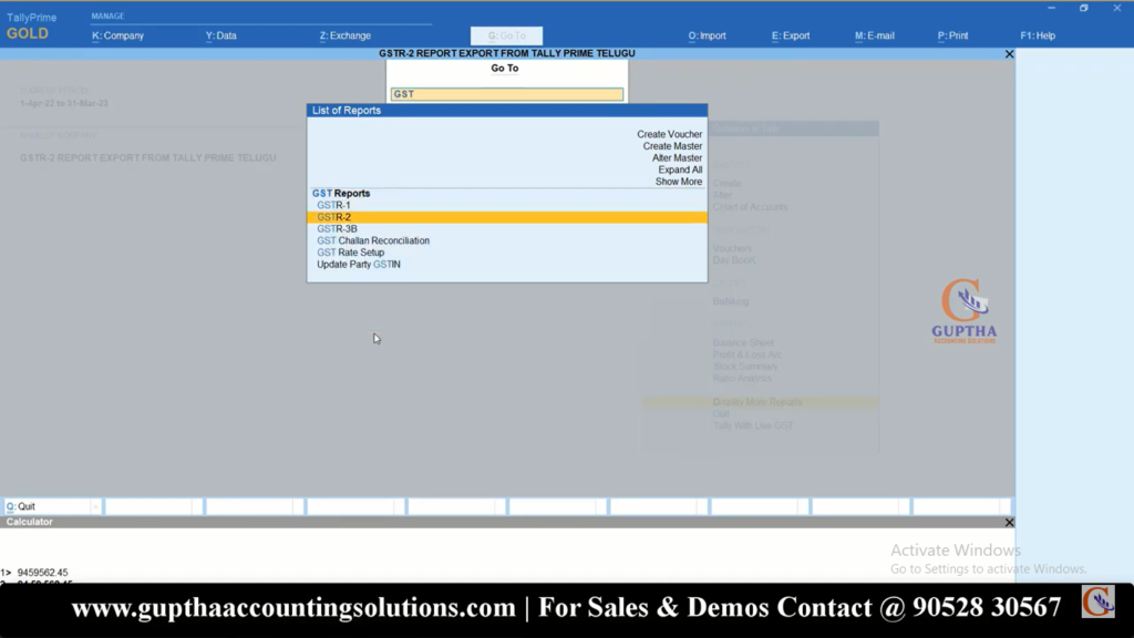 How to Export GSTR 2 Report Tally Prime into Excel, Json formats in Telugu 5