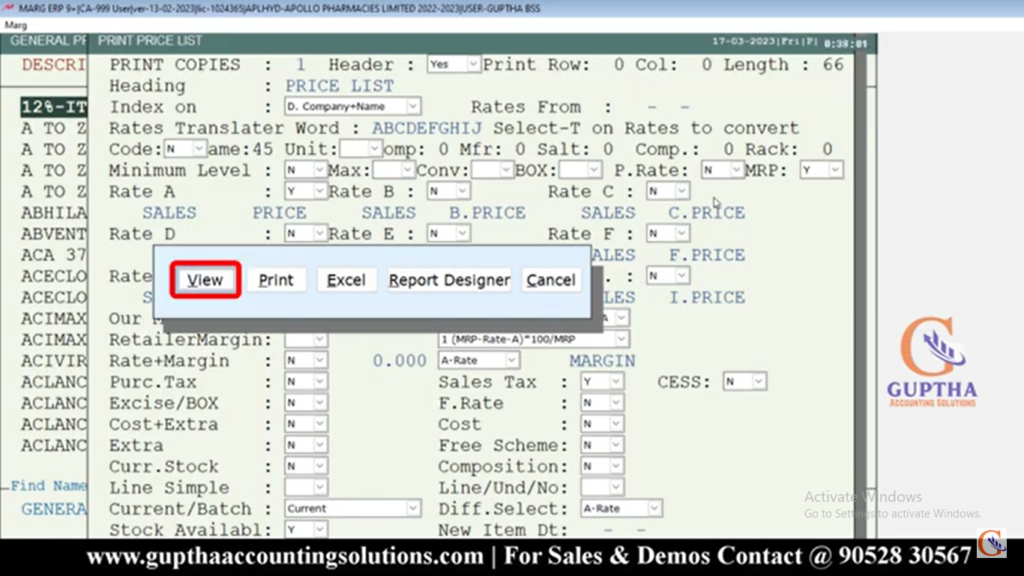 How to Export Price list in Marg ERP in Telugu 6