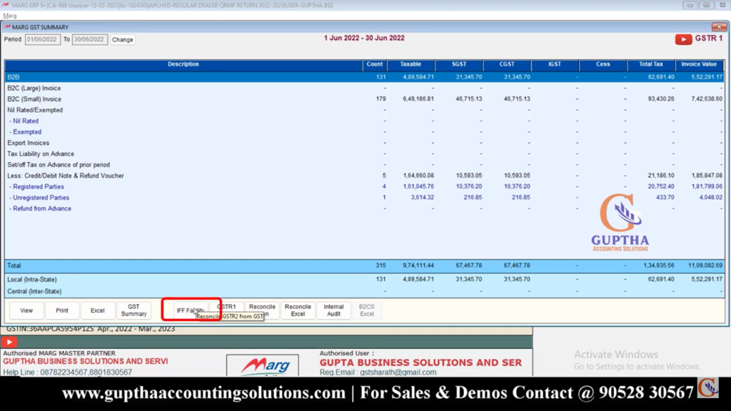 How to Export QRMP Returns into Excel, CSV, Json Formats in Marg ERP in Telugu 14