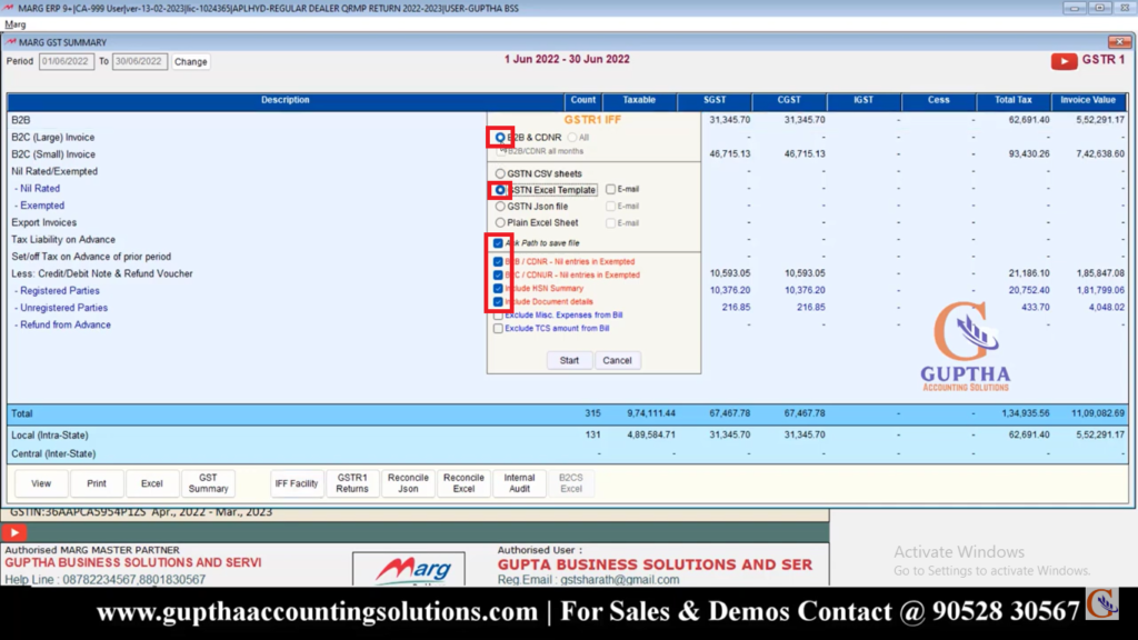 How to Export QRMP Returns into Excel, CSV, Json Formats in Marg ERP in Telugu 15