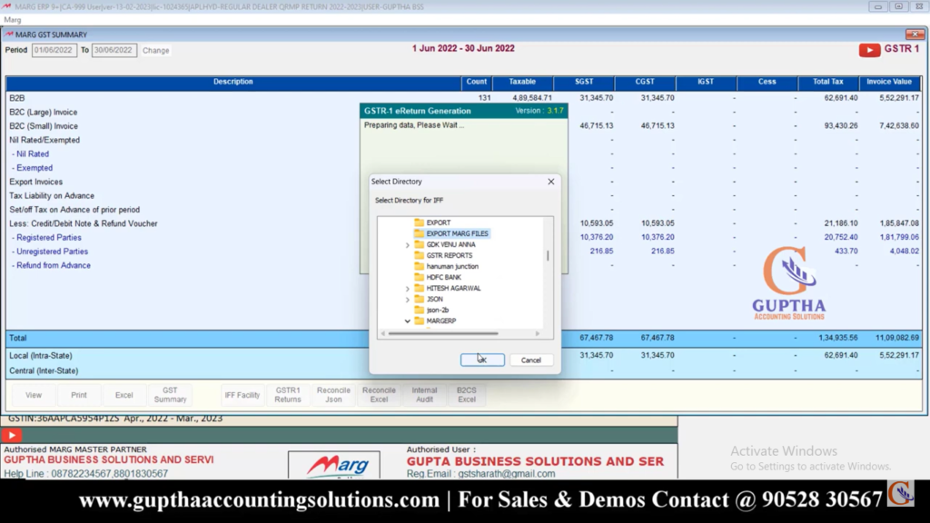 How to Export QRMP Returns into Excel, CSV, Json Formats in Marg ERP in Telugu 16