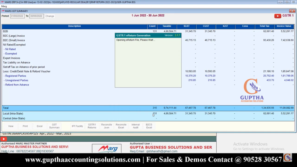 How to Export QRMP Returns into Excel, CSV, Json Formats in Marg ERP in Telugu 17