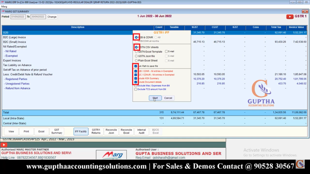 How to Export QRMP Returns into Excel, CSV, Json Formats in Marg ERP in Telugu 22