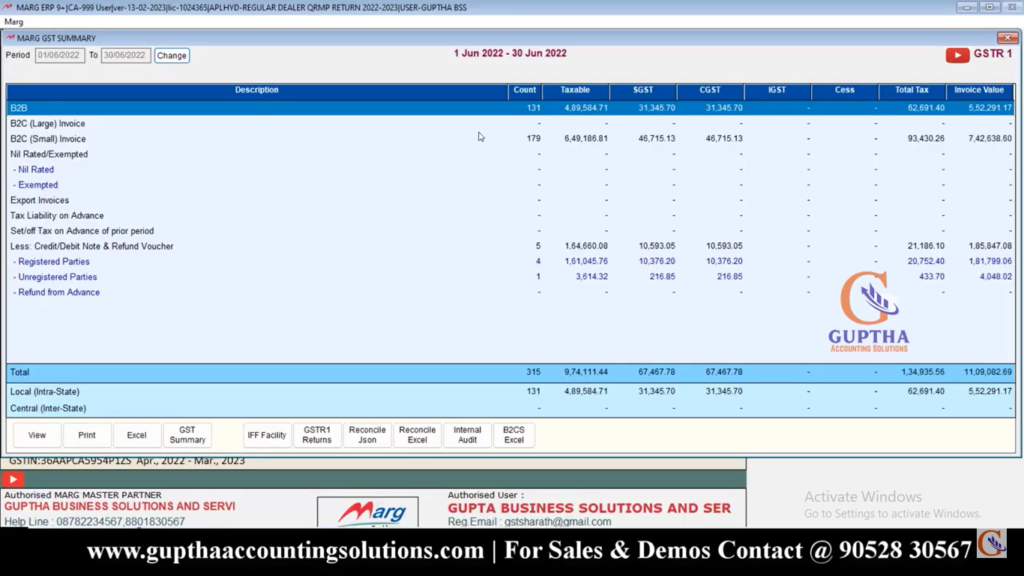 How to Export QRMP Returns into Excel, CSV, Json Formats in Marg ERP in Telugu 6