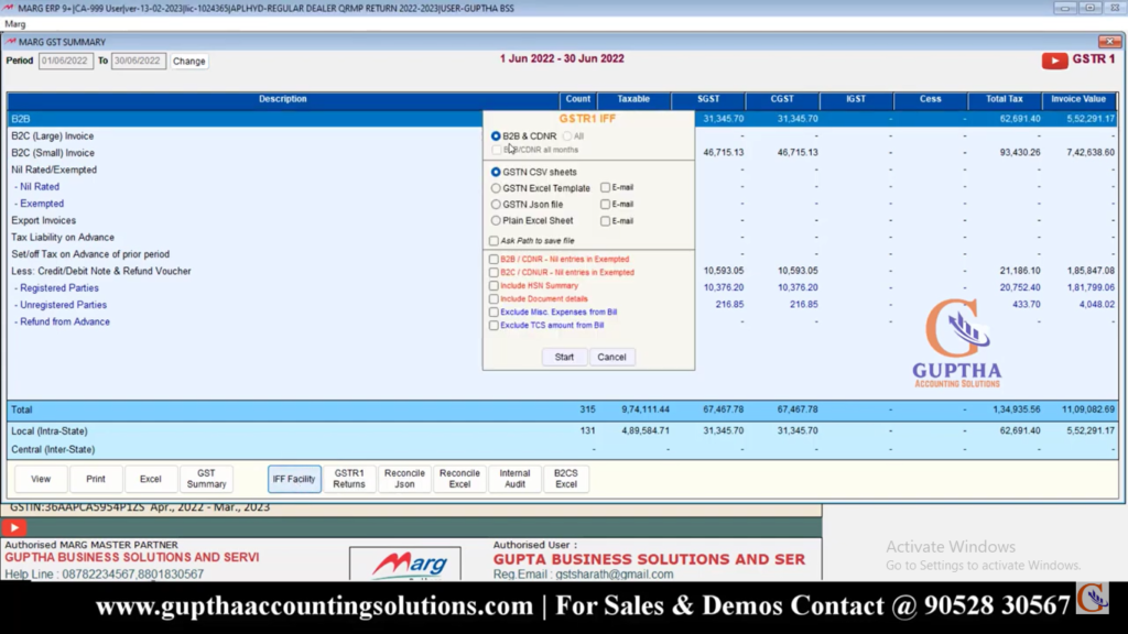 How to Export QRMP Returns into Excel, CSV, Json Formats in Marg ERP in Telugu 8