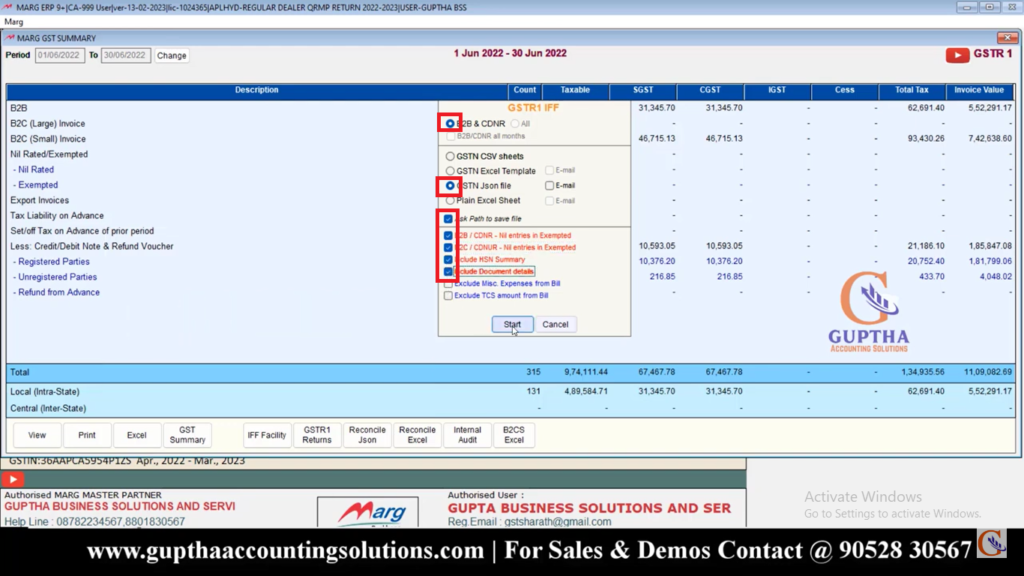 How to Export QRMP Returns into Excel, CSV, Json Formats in Marg ERP in Telugu 9