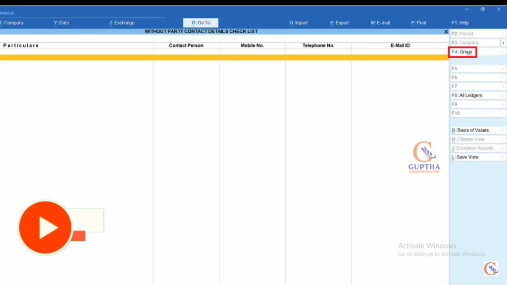 How to Get Customers or Suppliers list without Contact Details in Tally Prime in Telugu 10