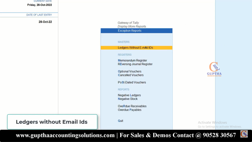How to Get Customers or Suppliers list without Contact Details in Tally Prime in Telugu 3