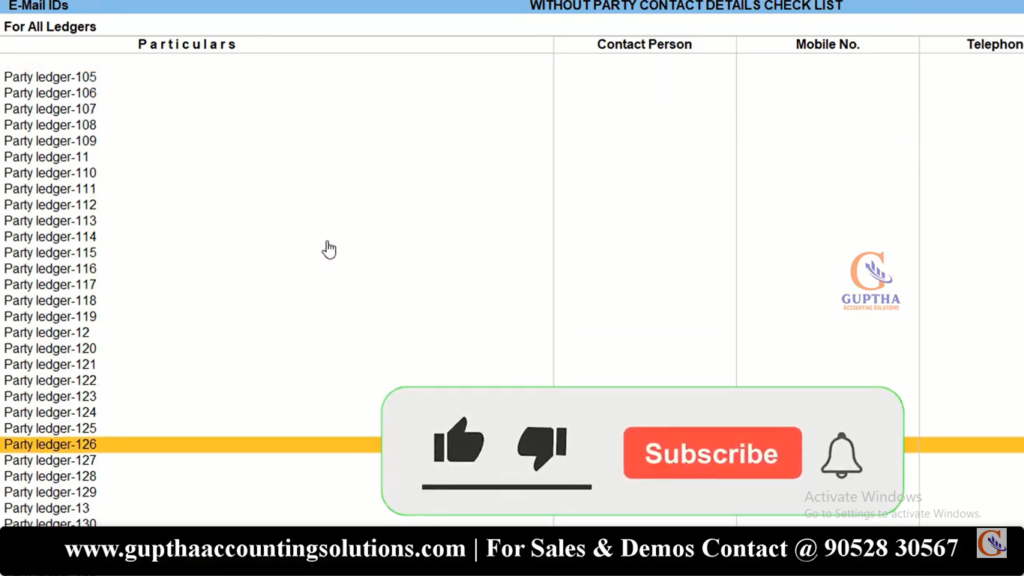 How to Get Customers or Suppliers list without Contact Details in Tally Prime in Telugu 4
