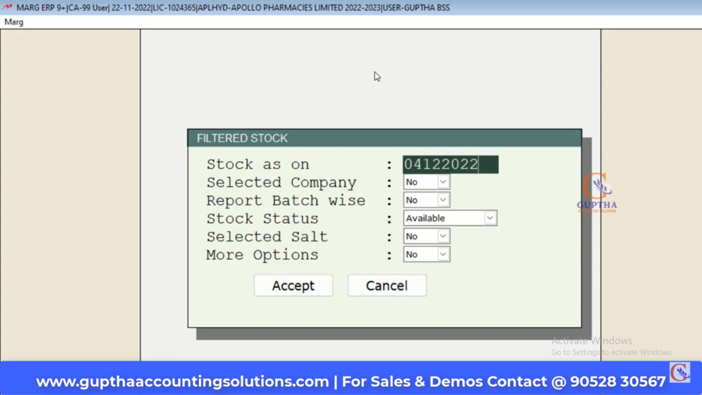 How to Get Stock Report filters wise in MARG in Telugu 2