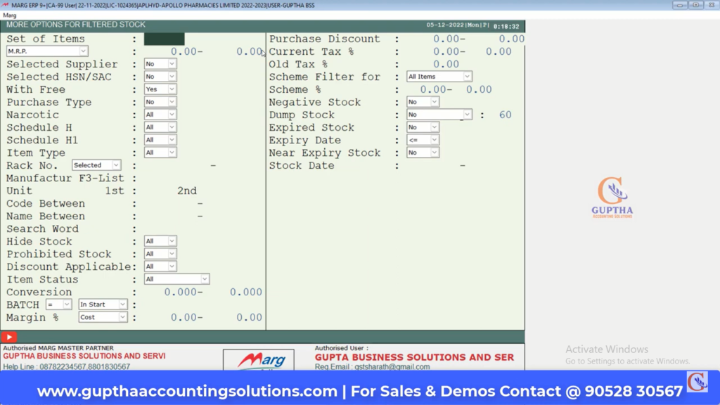 How to Get Stock Report filters wise in MARG in Telugu 9