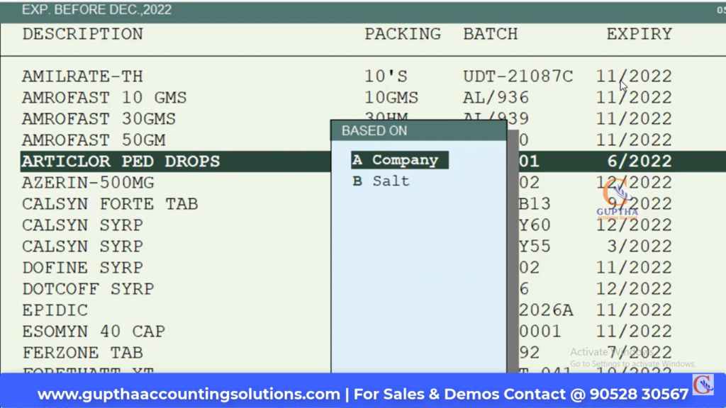 How to Know Expired Stock Report in MARG in Telugu 19