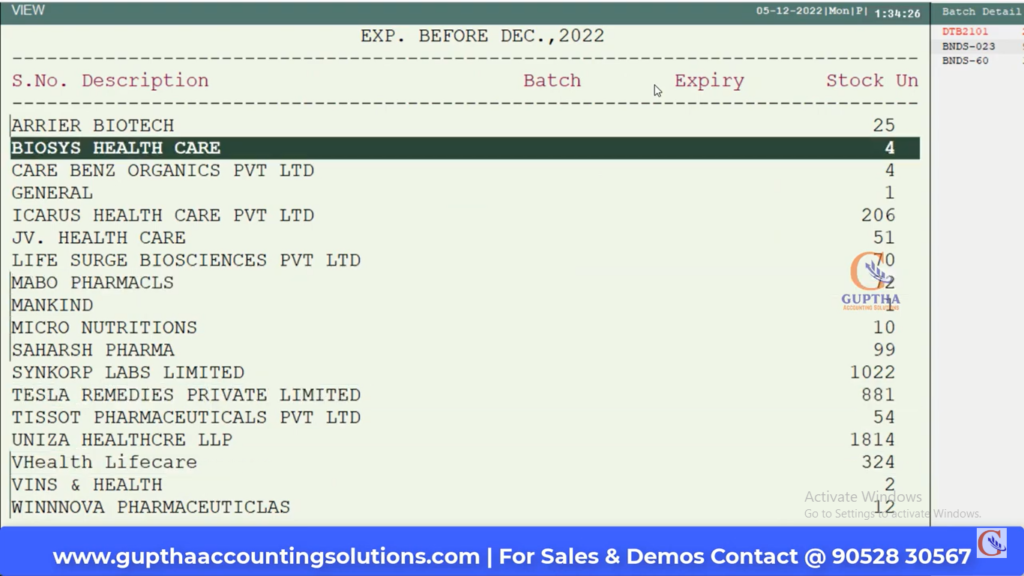 How to Know Expired Stock Report in MARG in Telugu 22