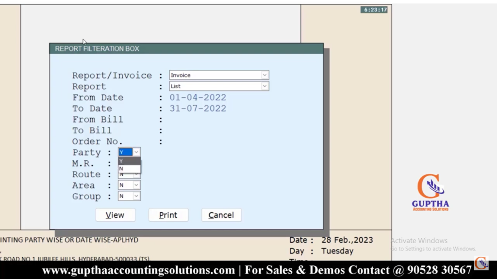 How to Print Bulk Sale Invoice or Return Invoices in Marg in Telugu 7
