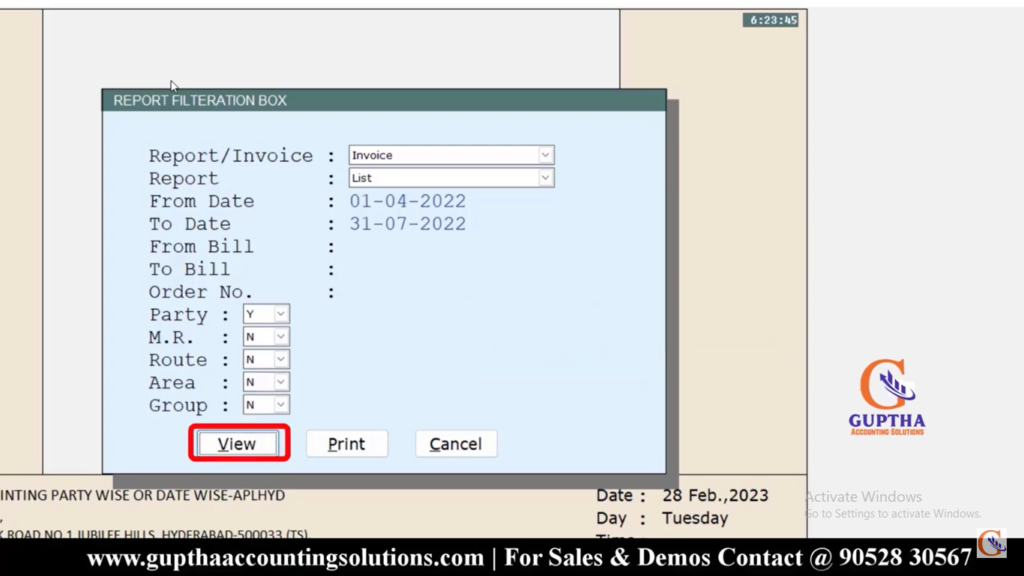 How to Print Bulk Sale Invoice or Return Invoices in Marg in Telugu 8