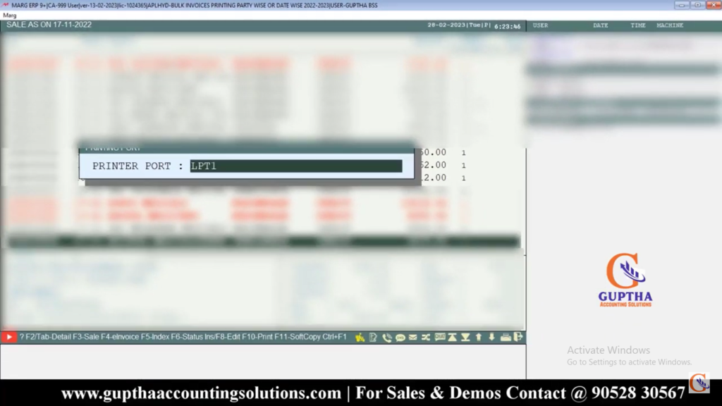 How to Print Bulk Sale Invoice or Return Invoices in Marg in Telugu 9