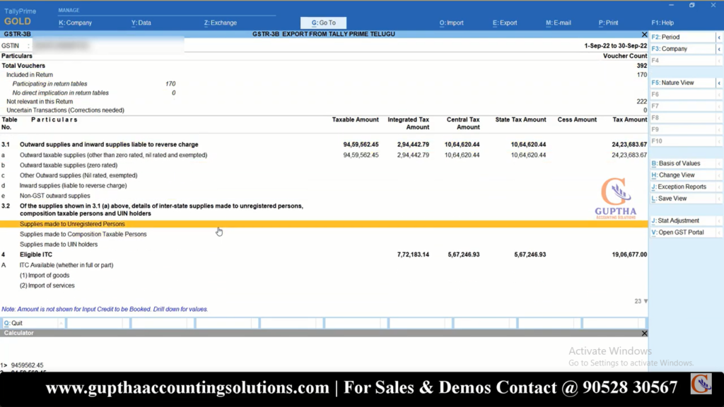 How to Print GSTR 3B Report Tally Prime in Telugu 10