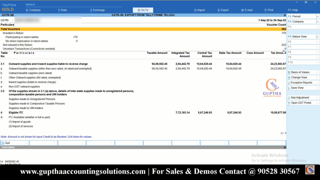 How to Print GSTR 3B Report Tally Prime in Telugu 12