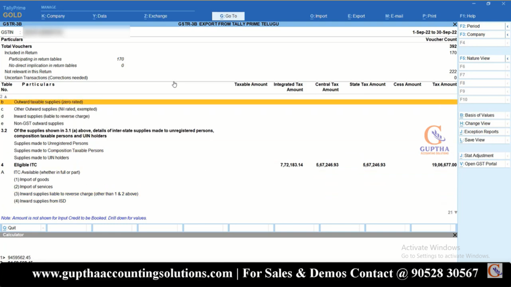 How to Print GSTR 3B Report Tally Prime in Telugu 14