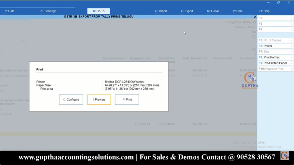 How to Print GSTR 3B Report Tally Prime in Telugu 16