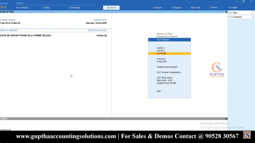 How to Print GSTR 3B Report Tally Prime in Telugu 3