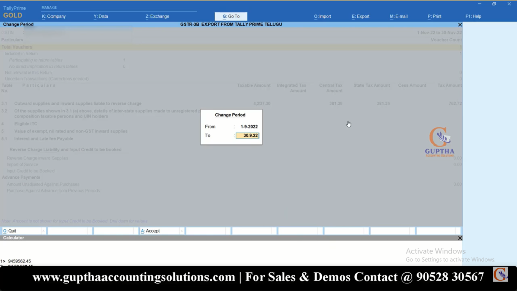 How to Print GSTR 3B Report Tally Prime in Telugu 7