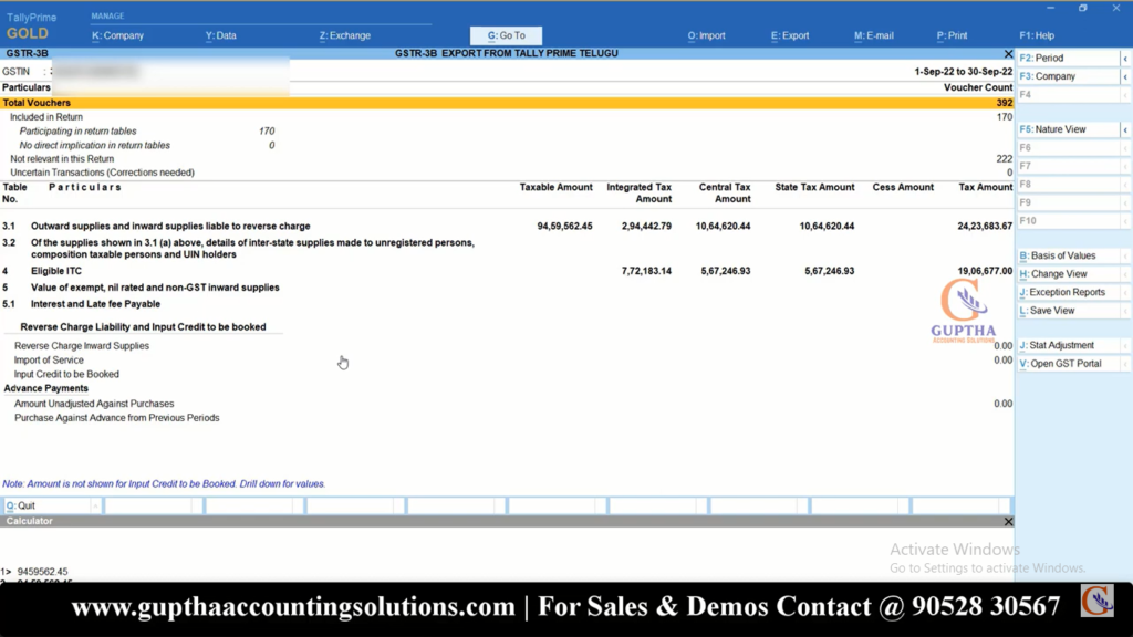 How to Print GSTR 3B Report Tally Prime in Telugu 8