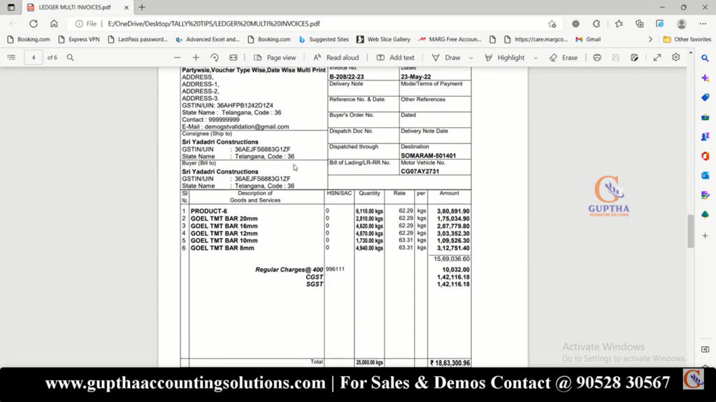 How to Print Multiple Invoices by Date Wise, Ledger Wise in Tally Prime in Telugu 24