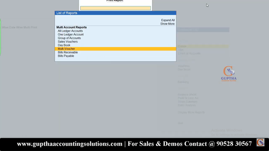 How to Print Multiple Invoices by Date Wise, Ledger Wise in Tally Prime in Telugu 4