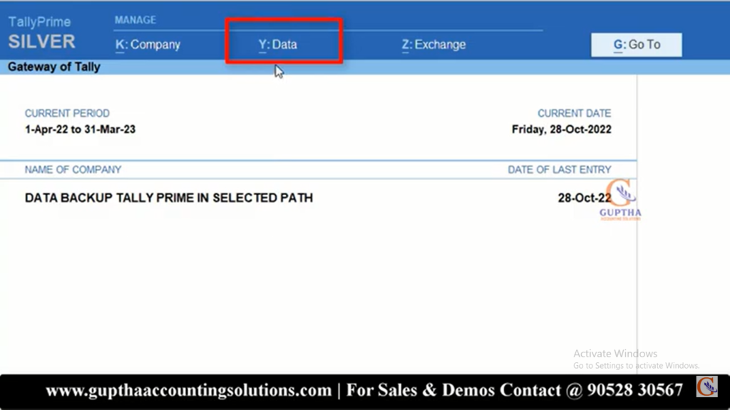 How to Restore data backup in Tally Prime in Telugu 1