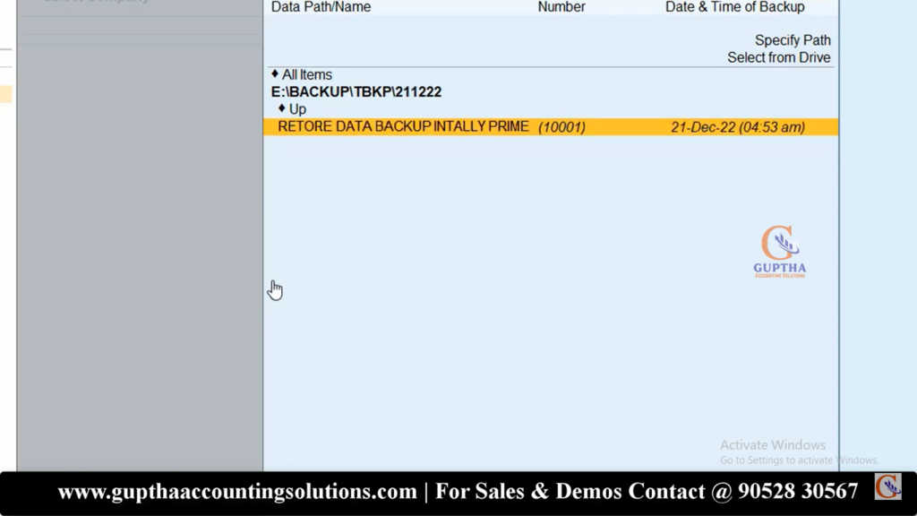 How to Restore data backup in Tally Prime in Telugu 15
